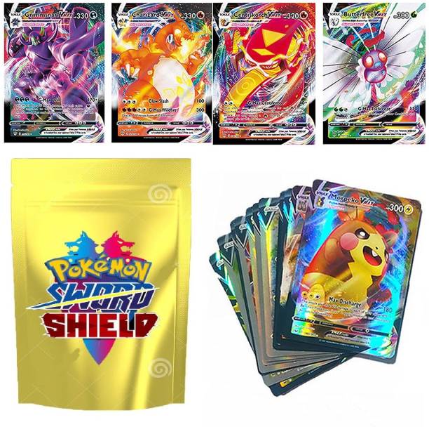 CrazyBuy Pokemon Cards Sword and Shield 50 Assorted Cards VMAX V Trainer EX GX Basic Card