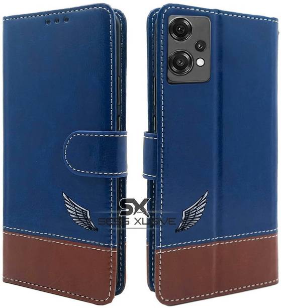 PAKME XUSIVE Flip Cover for OnePlus Nord CE 2 Lite 5G -Dual-Color Leather Finish Wallet - Blue & Brown