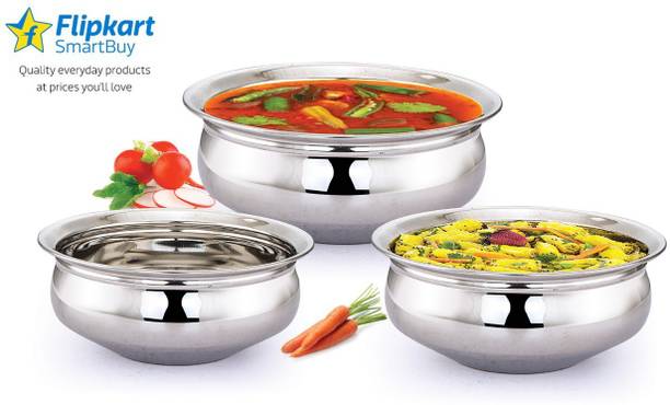 Flipkart SmartBuy Baby Stainless Steel Handi / Cook and Serveware HandiSet For Kichen. Induction Bottom Cookware Set