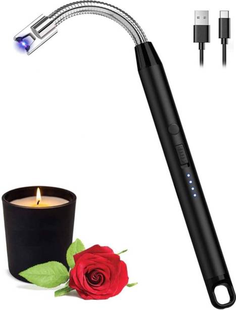क्रास्ट किचन, पूजा रूम, कैंडल्स, BBQ, मल्टी पर्पज़ के लिए USB प्लाज़्मा रिचार्जेबल इलेक्ट्रिक लाइटर - 360 डिग्री फ्लैक्सिबल और विंडप्रूफ एल्युमीनियम गैस लाइटर