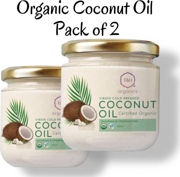 T&H Organics Extra Virgin Cold Pressed Coconut Oil Hair Oil - Pack of 2 Hair Oil