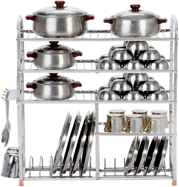 आयरनटेक 30x32 inch wall mount Kitchen Dish Rack Plate Cutlery Stand / Kitchen Utensils Rack / Modern Kitchen Storage Rack / Kitchen Organizer / Utensils Rack with Plate & Cutlery Stand स्टील रसोई रैक