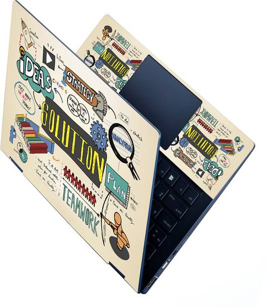 Techfit Full Panel Laptop Skin Vinyl Fits Size Upto 15.6 inches - Solution Doodle Self Adhesive Vinyl Laptop Decal 15.6
