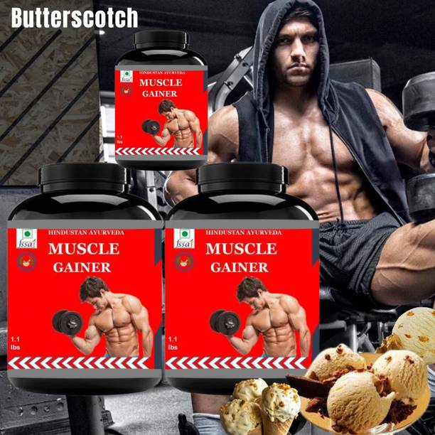 Health Ayurveda Muscle Gainer, Body Growth, Ayurvedic Product, Flavor Butterscotch, Pack of 3 Whey Protein