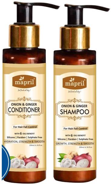 MAPRIL Onion & Ginger Hair Shampoo-200 ml + Hair Conditioner - 200 ml.