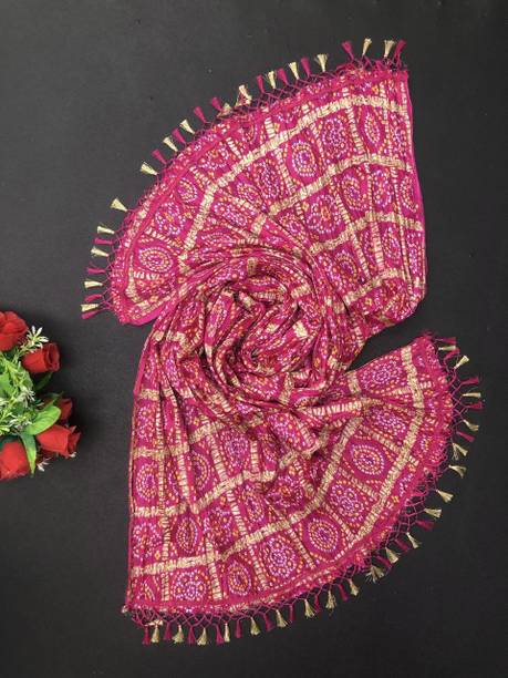Fashion Tex Chiffon Printed Pink Women Dupatta