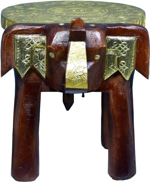 rajeshwarwood Wooden decorative brass elephant stool/table Home Decorative Items (8 inch) Living & Bedroom Stool