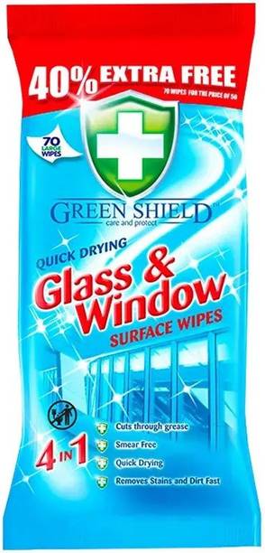 green shield Glass and Window Surface Wipes - Pack of 70