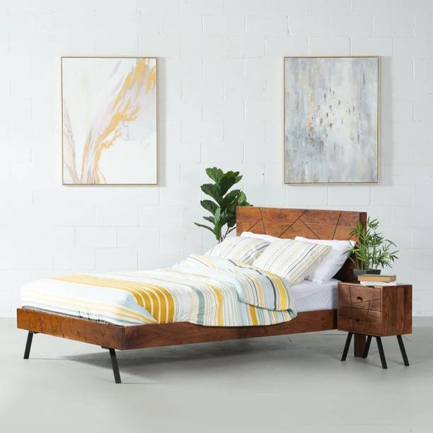FURNISELAN Beautiful Solid Wood Bed In Mango Wood (king size ,DIY) Solid Wood King Bed