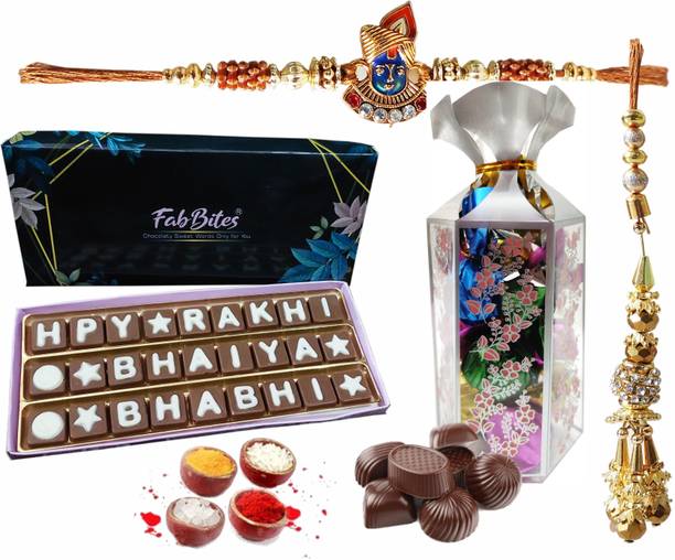FabBites Rakhi Chocolate Gift Hamper for Brother/Bhaiya Bhabhi Plastic Gift Box