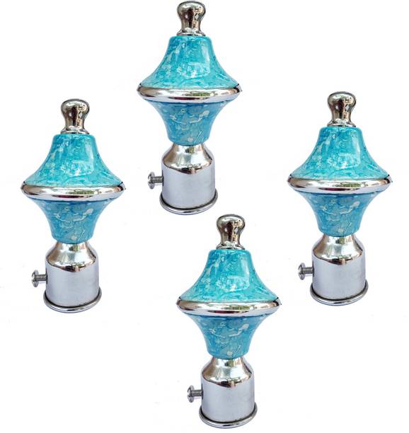 Crezx Blue, Silver Rod Rail Bracket, Curtain Knobs, Curtain Hooks, Tassels, Curtain Rods Metal