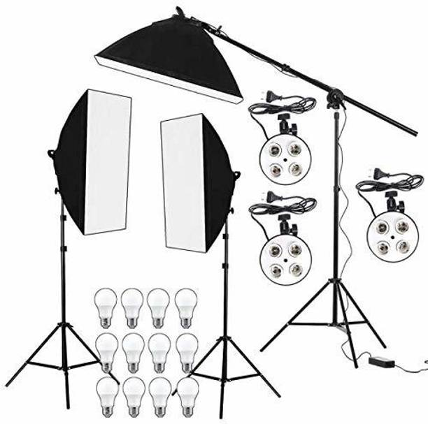 VIBLITZ PRO Quadlux Mark III Soft Led Still & Video Light Softbox 3 Point Lighting Kit Rectangle Softbox