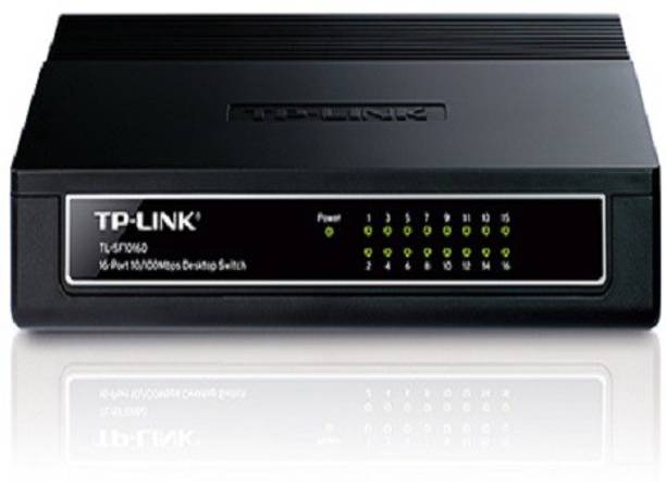 TP-Link TL-SF1016D 16 Ports 100 Mbps Unmanaged Network Switch (Black)