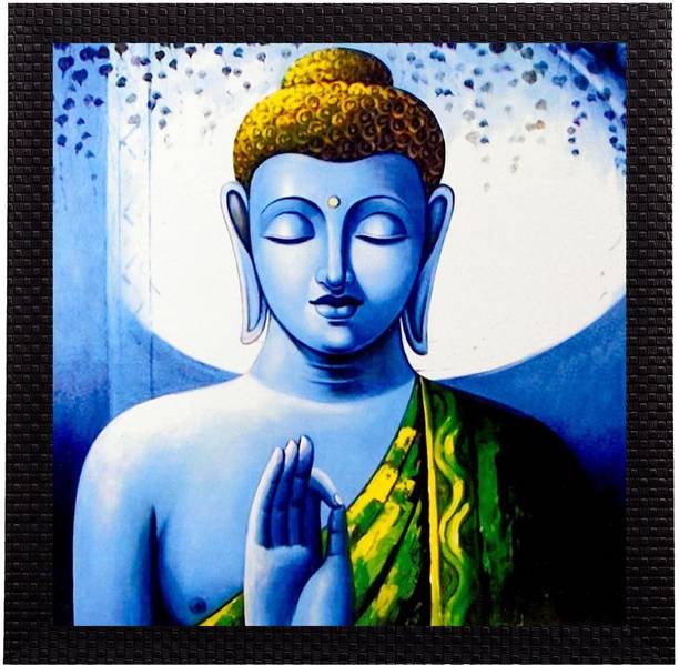 eCraftIndia Meditating Lord Buddha Satin Matt Textured UV Canvas 10 inch x 10 inch Painting