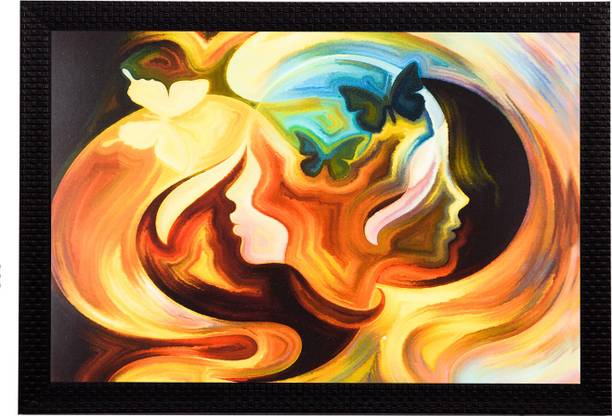 eCraftIndia Women Face Abstract Satin Matt Textured UV Art Canvas 11 inch x 14 inch Painting