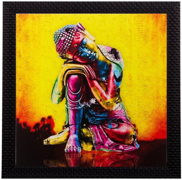 eCraftIndia Knee Buddha Matt Textured UV Oil 11 inch x 11 inch Painting