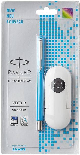 PARKER Vector Standard Chrome Trim Fine with 3 Ink Cart Fountain Pen
