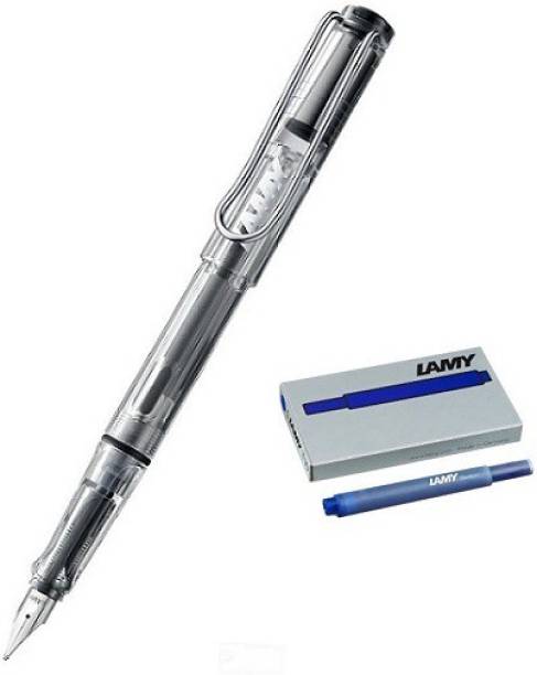 LAMY Vista (Fine Nib) with 5 Blue Ink Cartridges and 1 Converter Fountain Pen
