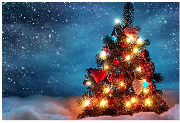 Decor Villa - tree new year christmas Wall poster (24 inch X 18 inch) Paper Print