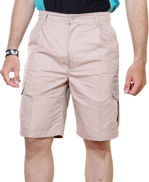 Ashdan Solid Men Beige Cargo Shorts