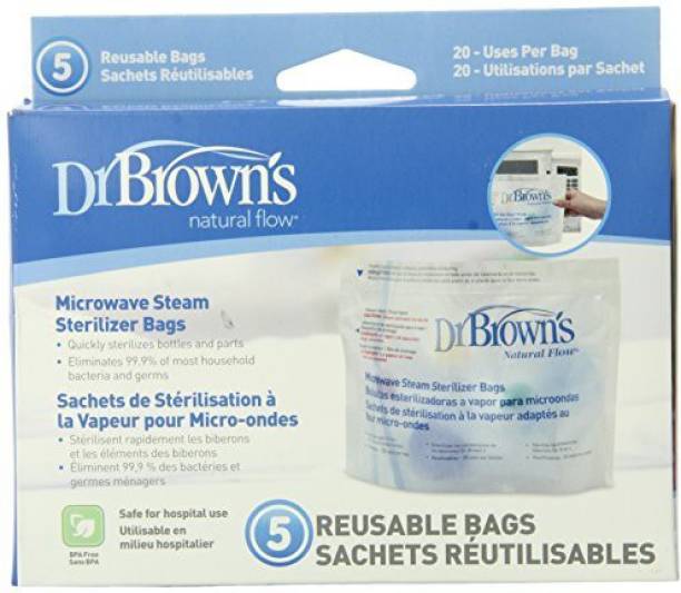 Dr. Brown's Microwave Steam Sterilizer Bags (5 pack bags - 20 uses per bag) - 1 Slots