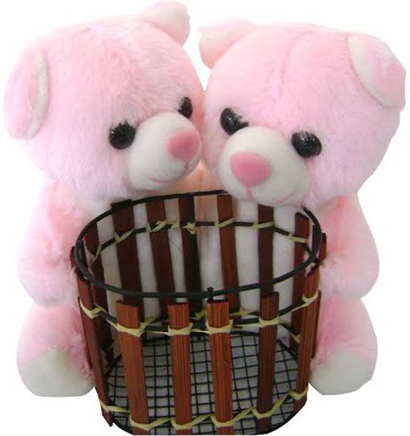 Saugat Traders Teddy Couple With Pen Stand  - 6.3 inch