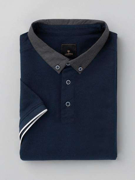 INVICTUS Solid Men Polo Neck Dark Blue T-Shirt