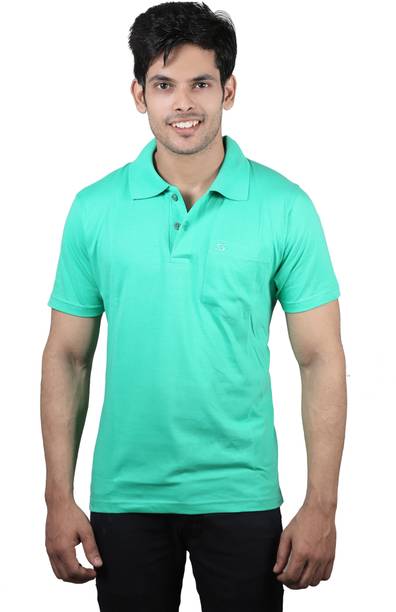 Spur Solid Men Polo Neck Light Green T-Shirt