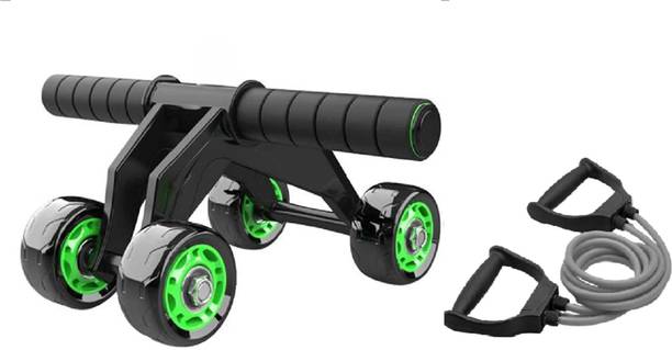 Shopeleven 4 Wheel Exercise Equipment for Workout with Knee Pad Mat Exerciser Tube Ab Exerciser