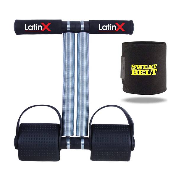 LatinX Double Black Steel Spring with Sweat Belt Ab Exerciser
