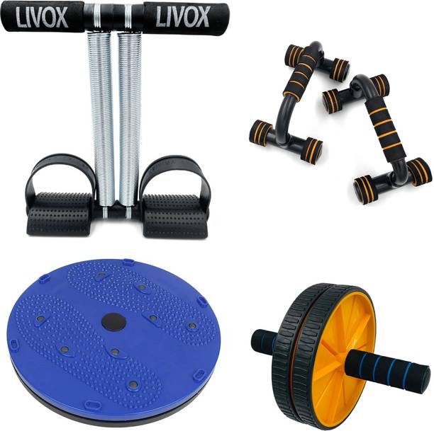 LIVOX Tummy Trimmer And Ab Wheel Roller, Pushup Bar With Tummy Twister Ab Exerciser