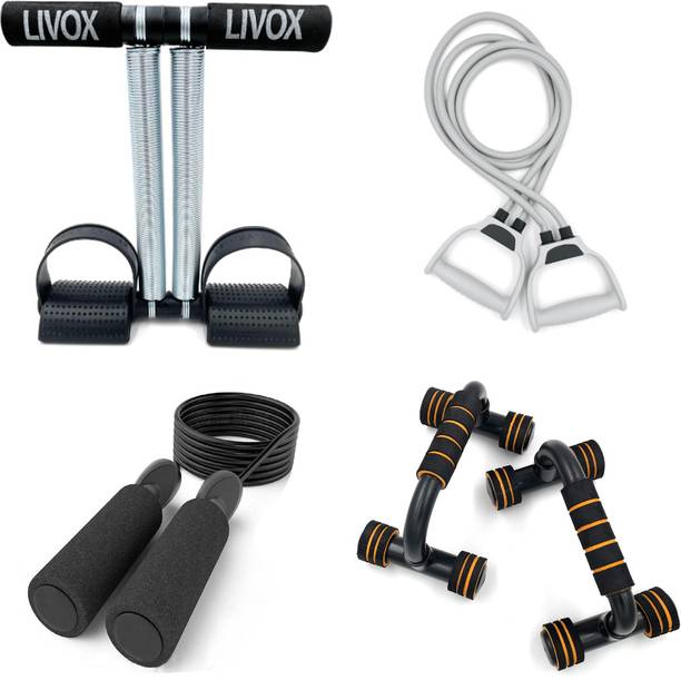 LIVOX Tummy Trimmer, Pushup Bar And Toning Resistance Tube With Skipping Rope Ab Exerciser