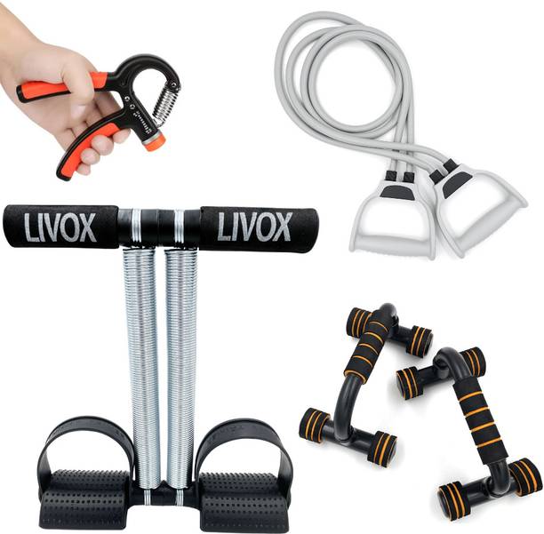 LIVOX Tummy Trimmer, Pushup Bar, Toning Tube And R Hand Grip For Home Workout एब व्यायाम करने वाला