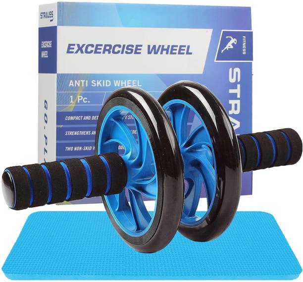 Strauss Double Ab Wheel Roller With Knee Pad | Abs Roller | Exercise Roller Wheel एब व्यायाम करने वाला