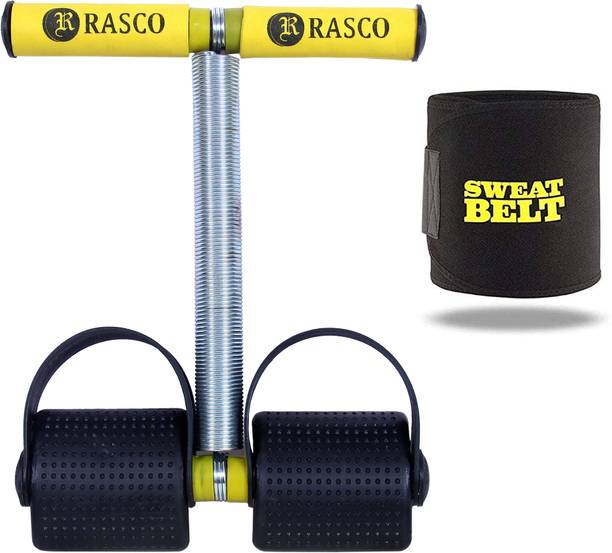 RASCO Single Spring AB Exerciser Yellow with Sweat Belt Ab Exerciser