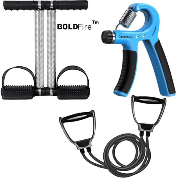 BoldFire Fitness Combo Double Spring Tummy Trimmer With Toning Tube With Hand Gripper एब व्यायाम करने वाला
