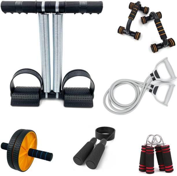 LIVOX Tummy Trimmer, Toning tube, Ab wheel Roller, Pushup Bar, Rope, 2handgrip Ab Exerciser