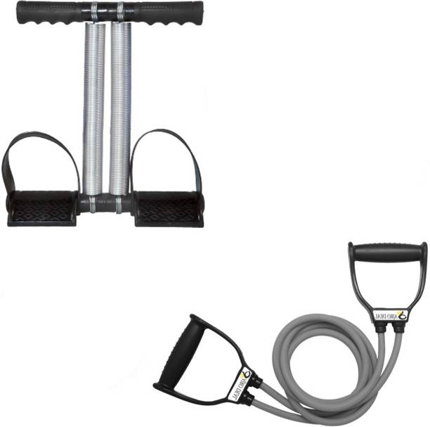 AJRO DEAL Combo Double Tummy Trimmer With Double Toning Tube (Grey)-For Men And Women एब व्यायाम करने वाला