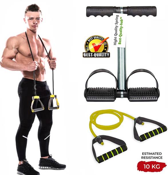 Best-Quality-Hub Tummy Trimmer Resistance band for Stretching Toning Tube Exercising Equipment Fitness Accessory Kit Kit