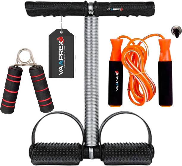 Vaaprex Durable Steel Tummy Trimmer With Foam Skipping Rope & Hand Gripper Ab Exerciser