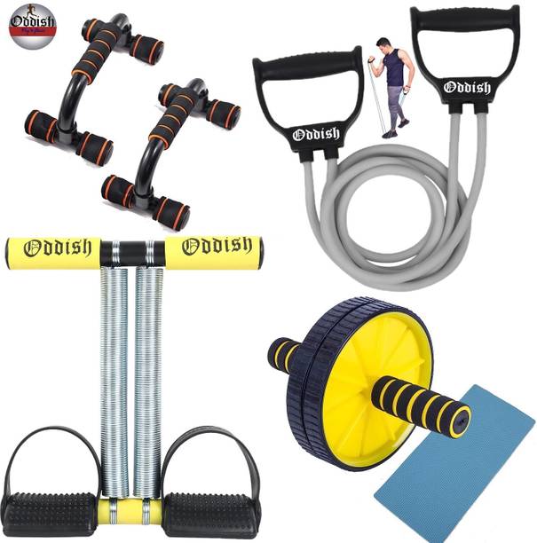 Oddish 12 inch Tummy Trimmer and pushup bar, Toning tube with abdominal wheel एब व्यायाम करने वाला