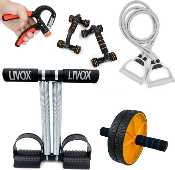 LIVOX Tummy Trimmer, Ab Roller, Pushup Bar, Toning Tube, Handgrip Ab Exerciser