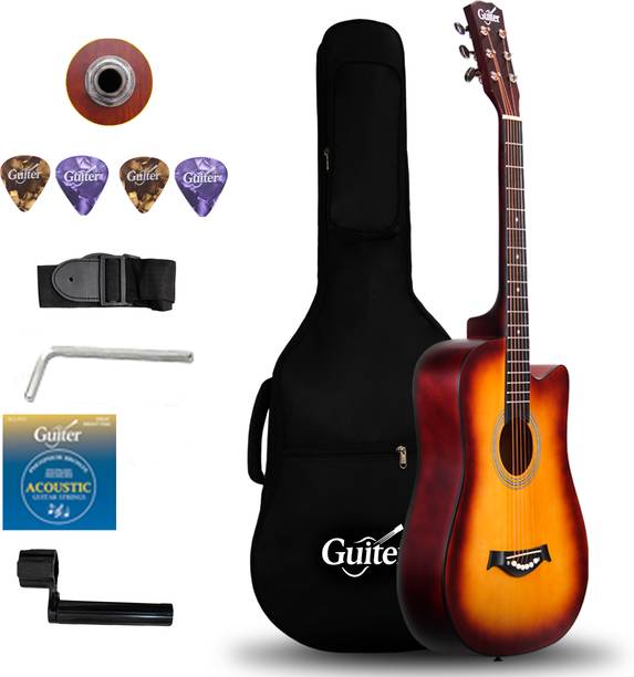 Guiter 38IN-CG Acoustic Guitar with Pickup ,Truss Rod,& Starter kit, Linden & Rosewood Acoustic Guitar Linden Wood Rosewood Right Hand Orientation