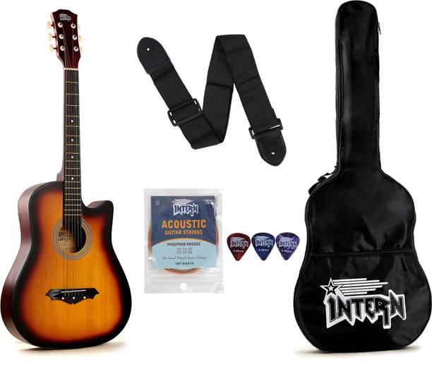 intern INT-38C-SB Acoustic Guitar Linden Wood Rosewood Right Hand Orientation