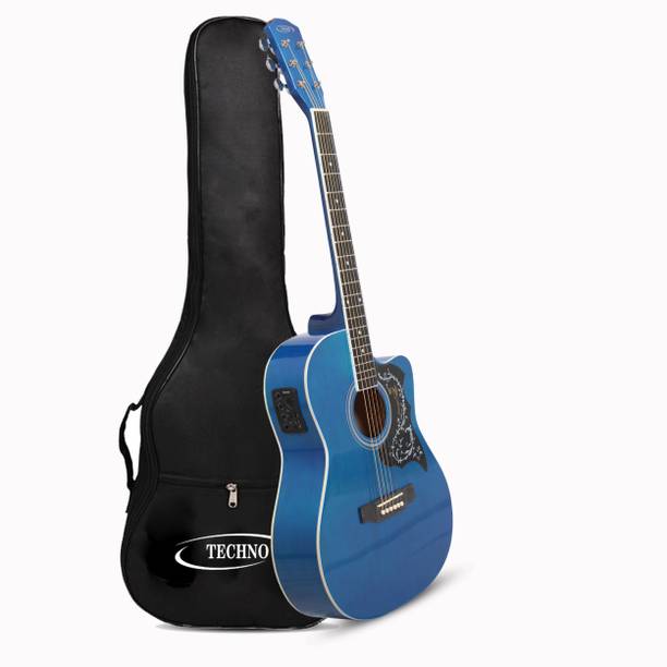 TECHNO Premium 39Inch Cutaway Acoustic Guitar,Mahogany Wood Body, Pastel Pickup Acoustic Guitar Mahogany Rosewood Right Hand Orientation