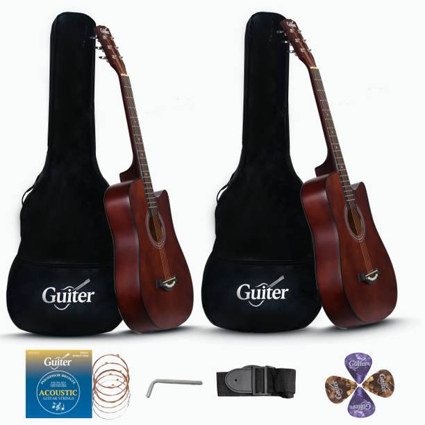 Guiter OTG38-CG-38Inch Cutaway Acoustic Guitar-(2 NOS) Combo Kit Acoustic Guitar Basswood Rosewood Right Hand Orientation