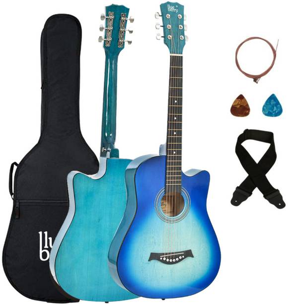 BLUEBERRY B-38C Paradise Blue, 38 Inch Acoustic Guitar Mahogany Laminate Tech Wood Right Hand Orientation