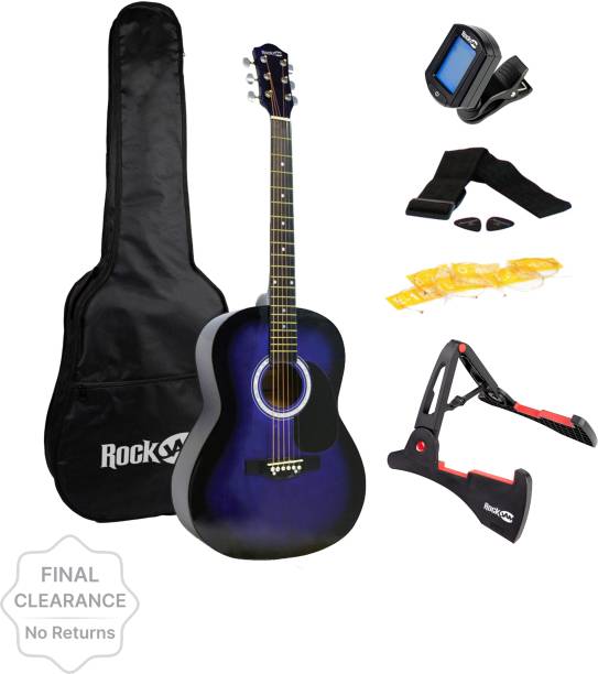 RockJam RJW-101-BL-PK Acoustic Guitar Linden Wood Hard Wood Right Hand Orientation