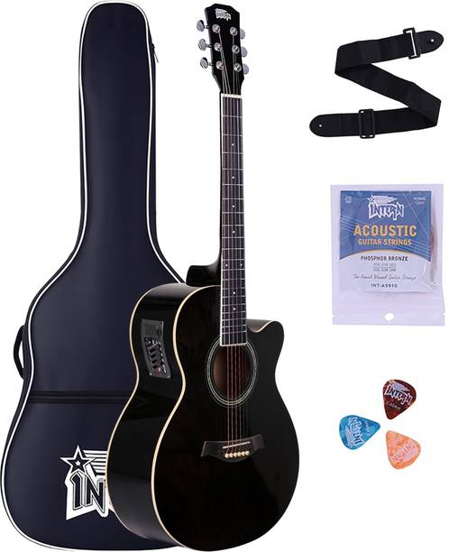 intern Rosewood Guitar Frontier Series, Electric Acoustic Black Guitar With EQ Acoustic Guitar Rosewood Rosewood Right Hand Orientation