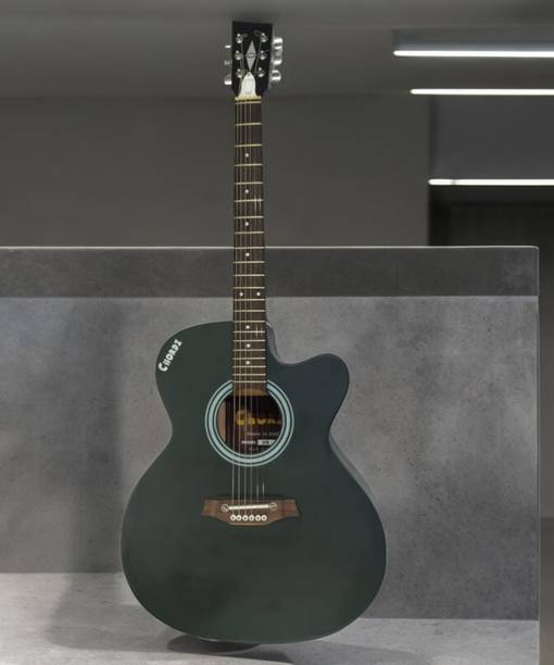 Chordz Black String Acoustic Guitar for Beginners1 Acoustic Guitar Linden Wood Rosewood Right Hand Orientation